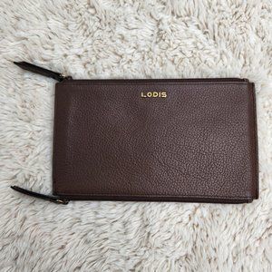 Lodis Kate Lani Double Zip Pouch Wallet Light Brown EUC